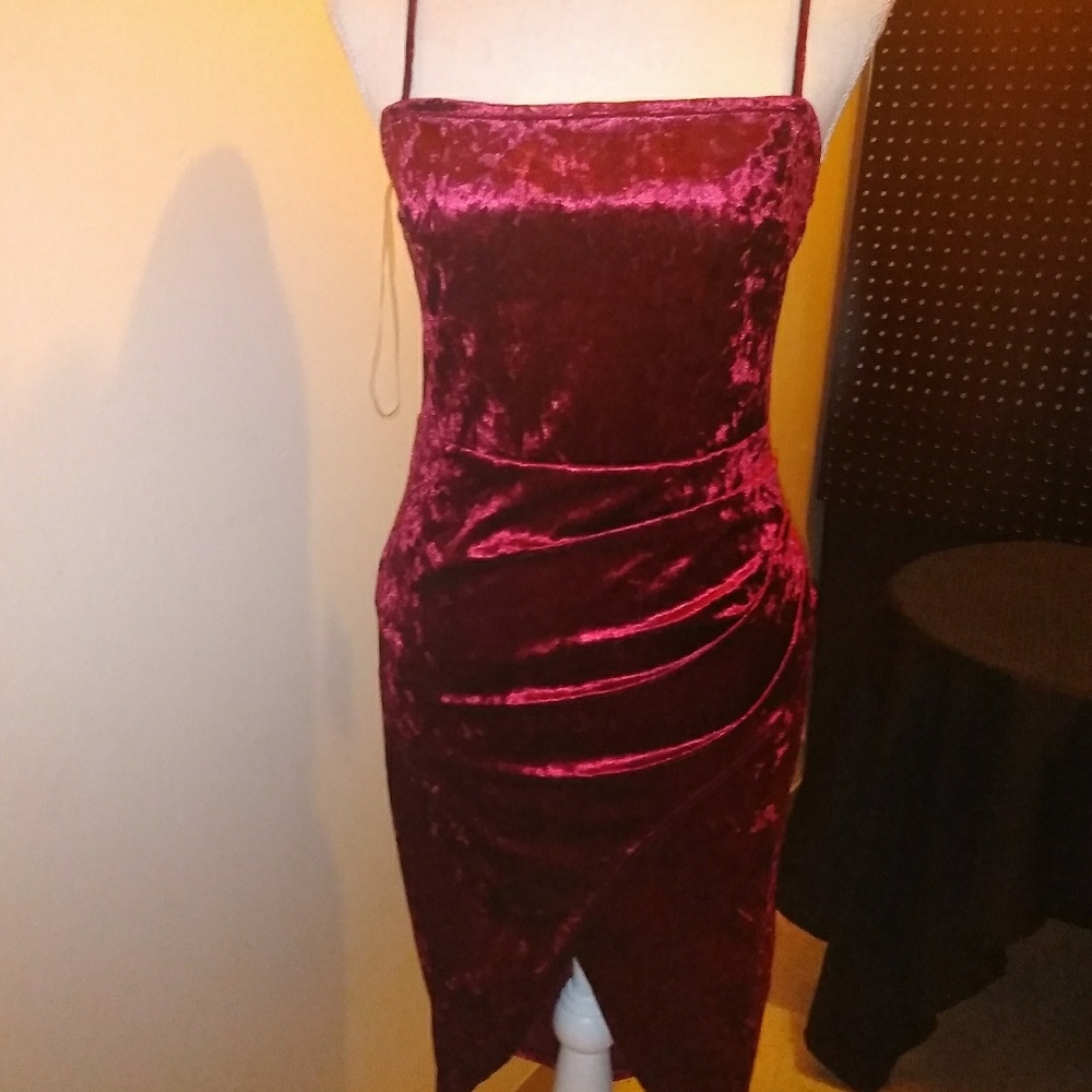 Fashion Nova Burgundy suede Dress